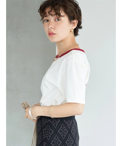 earth music&ecology（アースミュージックアンドエコロジー）の「リンガーTシャツ（Tシャツ/カットソー・レディース・オフホワイト/チャコールグレー/ラベンダー・S/M）」の12枚目の写真