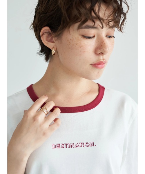 earth music&ecology（アースミュージックアンドエコロジー）の「リンガーTシャツ（Tシャツ/カットソー・レディース・オフホワイト/チャコールグレー/ラベンダー・S/M）」の9枚目の写真