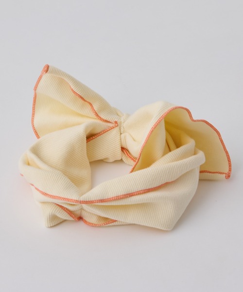 CIAOPANIC TYPY（チャオパニックティピー）の「【KIDS】配色ステッチビッグリボンリブヘアターバン（ヘアバンド・キッズ・チャコールグレー/ベージュ/グリーン/アイボリー・ONE SIZE）」の9枚目の写真