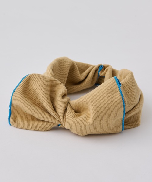 CIAOPANIC TYPY（チャオパニックティピー）の「【KIDS】配色ステッチビッグリボンリブヘアターバン（ヘアバンド・キッズ・チャコールグレー/ベージュ/グリーン/アイボリー・ONE SIZE）」の14枚目の写真