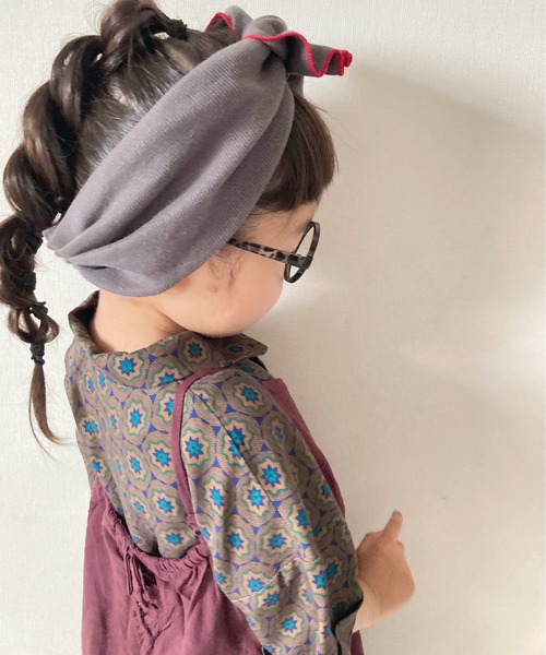 CIAOPANIC TYPY（チャオパニックティピー）の「【KIDS】配色ステッチビッグリボンリブヘアターバン（ヘアバンド・キッズ・チャコールグレー/ベージュ/グリーン/アイボリー・ONE SIZE）」の19枚目の写真