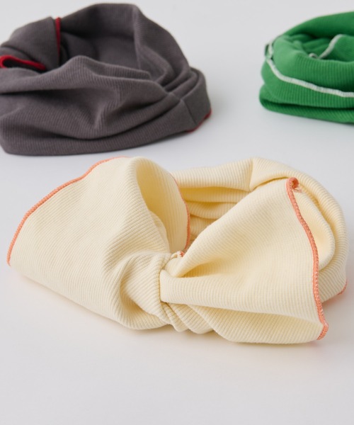 CIAOPANIC TYPY（チャオパニックティピー）の「【KIDS】配色ステッチビッグリボンリブヘアターバン（ヘアバンド・キッズ・チャコールグレー/ベージュ/グリーン/アイボリー・ONE SIZE）」の17枚目の写真
