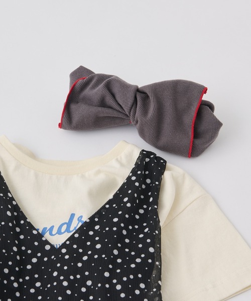 CIAOPANIC TYPY（チャオパニックティピー）の「【KIDS】配色ステッチビッグリボンリブヘアターバン（ヘアバンド・キッズ・チャコールグレー/ベージュ/グリーン/アイボリー・ONE SIZE）」の22枚目の写真