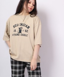 AMERICAN FUDGE RED INDIANバイオウォッシュ加工アメカジプリントT