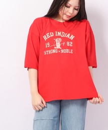 AMERICAN FUDGE RED INDIANバイオウォッシュ加工アメカジプリントT