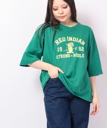 AMERICAN FUDGE RED INDIANバイオウォッシュ加工アメカジプリントT