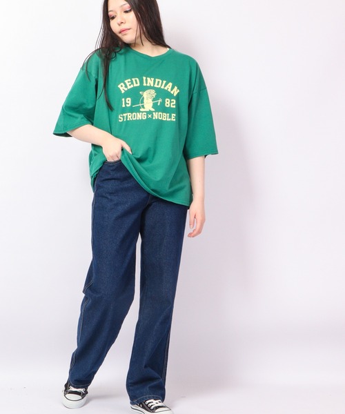 FUNALIVE(ファンアライブ)の「AMERICAN FUDGE RED INDIANバイオウォッシュ加工アメカジプリントT(Tシャツ/カットソー・レディース・ベージュ/レッド/ネイビー/グリーン・FREE)」の11枚目の写真