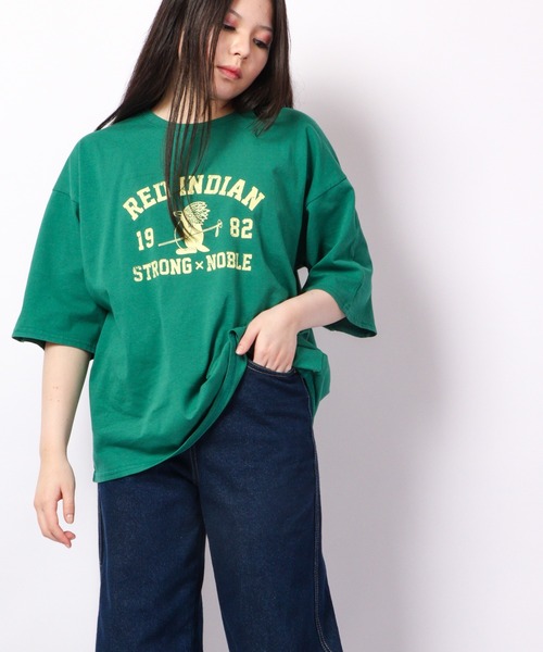 FUNALIVE(ファンアライブ)の「AMERICAN FUDGE RED INDIANバイオウォッシュ加工アメカジプリントT(Tシャツ/カットソー・レディース・ベージュ/レッド/ネイビー/グリーン・FREE)」の9枚目の写真