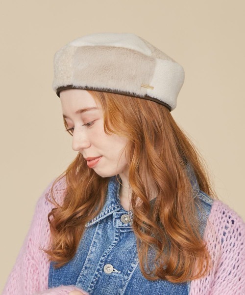 kaorinomori(カオリノモリ)の「kaorinomori エリンベレー(ハンチング/ベレー帽・レディース・ホワイト/グレー・M/57.5cm)」の12枚目の写真