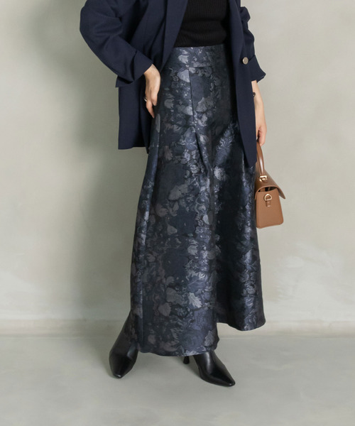 RANDA（ランダ）の「ジャガードフレアスカート（スカート・レディース・ブルー/ブラウン/ピンク・0/1）」の2枚目の写真