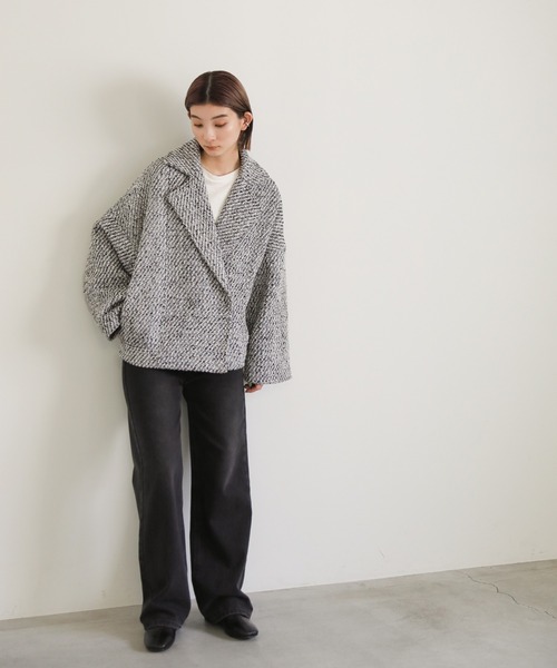 select MOCA（セレクトモカ）の「ツイードオーバージャケット（テーラードジャケット・レディース・ホワイト×ブラック/ブラック・FREE）」の13枚目の写真