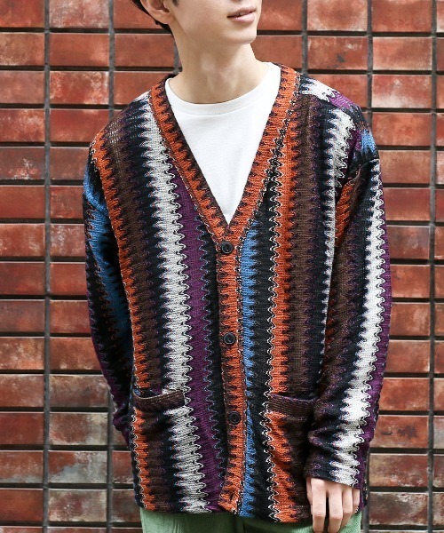 チチカカ（チチカカ）の「【ユニセックス】ラッセルジャカードカーディガン（カーディガン/ボレロ・メンズ・ネイビー/ブラック・MEDIUM/LARGE）」の2枚目の写真