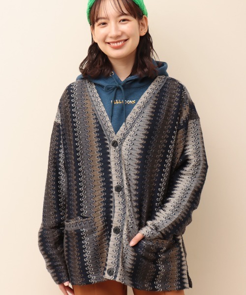 チチカカ（チチカカ）の「【ユニセックス】ラッセルジャカードカーディガン（カーディガン/ボレロ・メンズ・ネイビー/ブラック・MEDIUM/LARGE）」の9枚目の写真