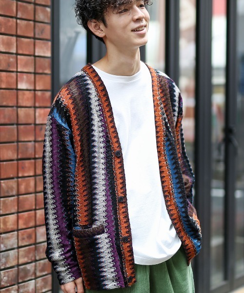 チチカカ（チチカカ）の「【ユニセックス】ラッセルジャカードカーディガン（カーディガン/ボレロ・メンズ・ネイビー/ブラック・MEDIUM/LARGE）」の7枚目の写真