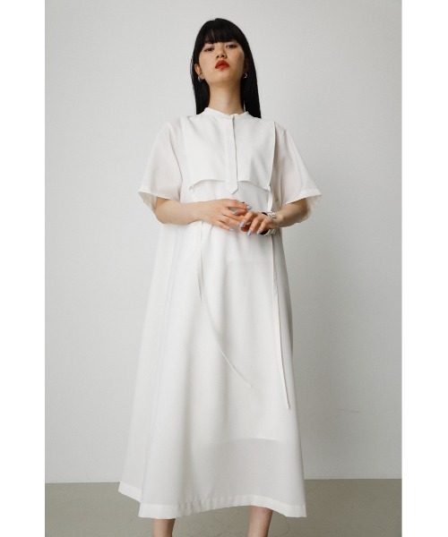 AZUL by moussy（アズールバイマウジー）の「FLAP LAYERED SHIRT ONEPIECE/フラップレイヤードシャツワンピース（ワンピース・レディース・ブラック/オフホワイト/ダークブルー・MEDIUM/SMALL）」の5枚目の写真