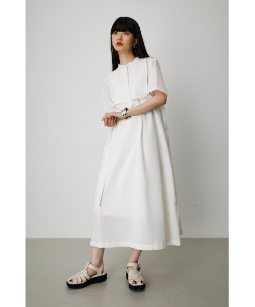 AZUL by moussy（アズールバイマウジー）の「FLAP LAYERED SHIRT ONEPIECE/フラップレイヤードシャツワンピース（ワンピース・レディース・ブラック/オフホワイト/ダークブルー・MEDIUM/SMALL）」の6枚目の写真
