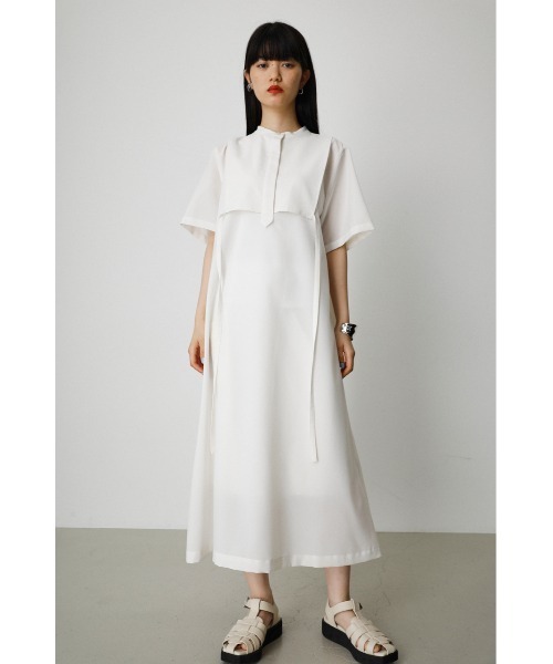 AZUL by moussy（アズールバイマウジー）の「FLAP LAYERED SHIRT ONEPIECE/フラップレイヤードシャツワンピース（ワンピース・レディース・ブラック/オフホワイト/ダークブルー・MEDIUM/SMALL）」の7枚目の写真