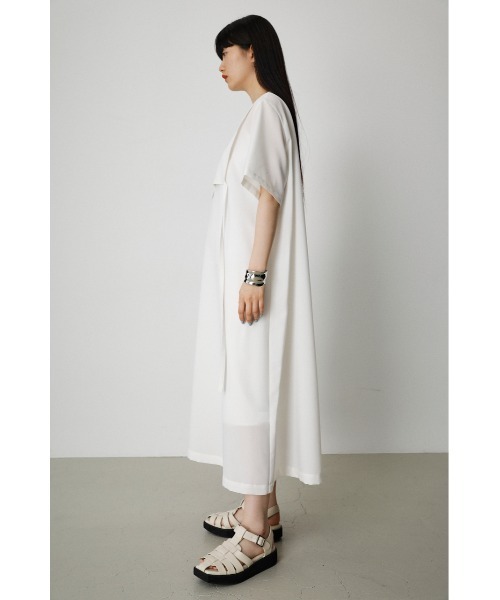 AZUL by moussy（アズールバイマウジー）の「FLAP LAYERED SHIRT ONEPIECE/フラップレイヤードシャツワンピース（ワンピース・レディース・ブラック/オフホワイト/ダークブルー・MEDIUM/SMALL）」の8枚目の写真