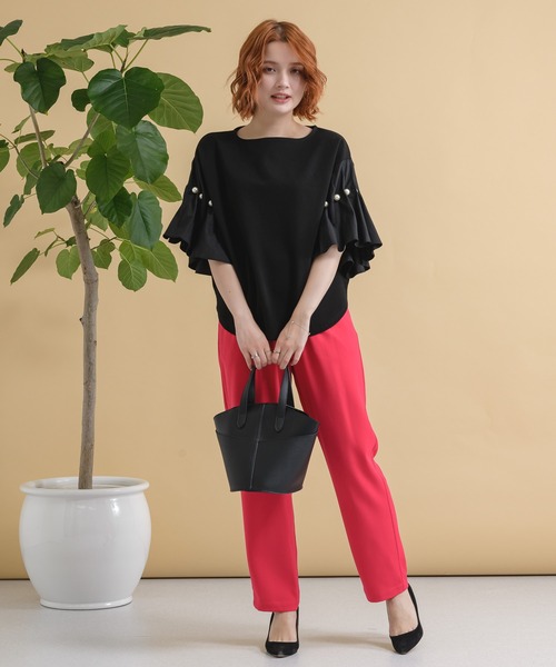 ROSIEE（ロージー）の「ROSIEE 袖タックパールTOPS（シャツ/ブラウス・レディース・ブラック/ベージュ/アイボリー・FREE）」の4枚目の写真