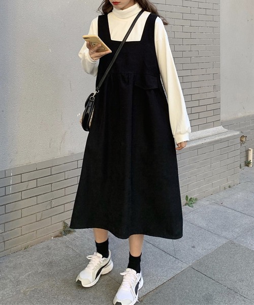 LOPASS(ロパス)の「リバーシブル セットアップ(ハイネックブラウス+キャミワンピース2点)(セットアップ・レディース・ブラック/ブラウン/ブルー・M/L/XL)」の4枚目の写真