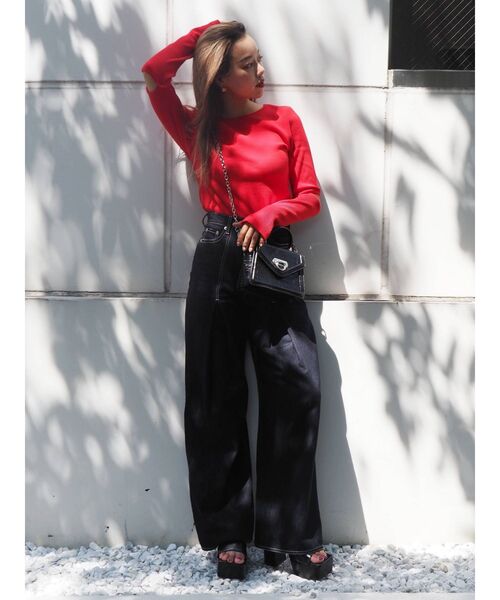 EVRIS（エヴリス）の「カッティングスリーブリブトップス（Tシャツ/カットソー・レディース・ホワイト/レッド/ブラック・FREE）」の18枚目の写真