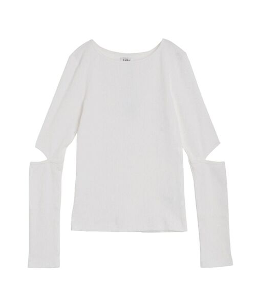 EVRIS（エヴリス）の「カッティングスリーブリブトップス（Tシャツ/カットソー・レディース・ホワイト/レッド/ブラック・FREE）」の7枚目の写真