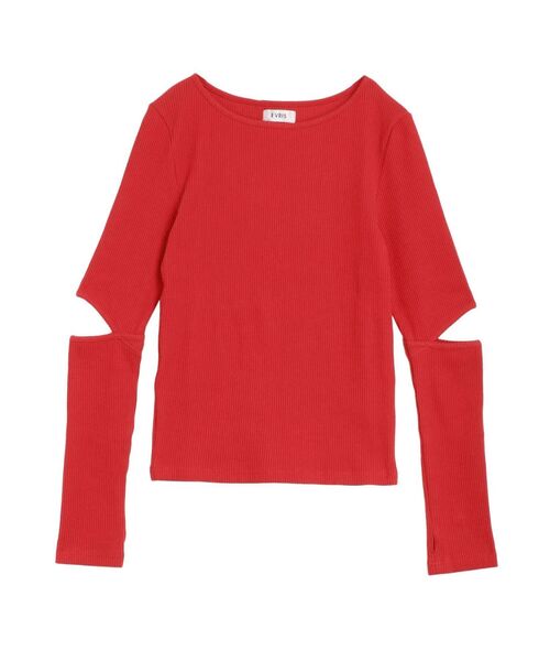 EVRIS（エヴリス）の「カッティングスリーブリブトップス（Tシャツ/カットソー・レディース・ホワイト/レッド/ブラック・FREE）」の11枚目の写真