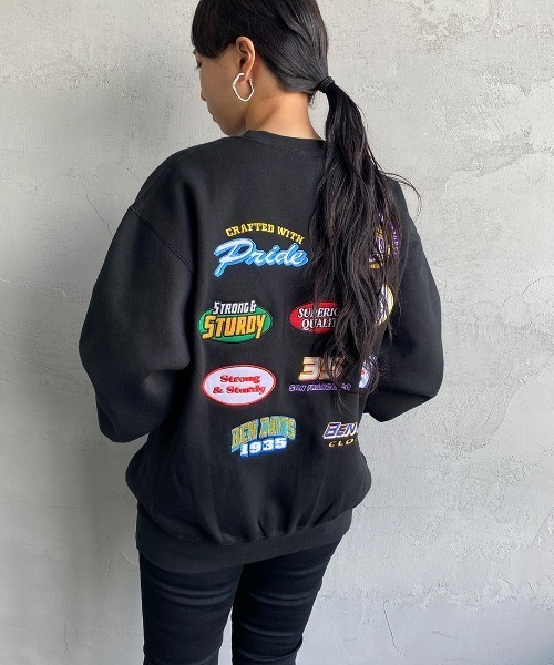 BEN DAVIS（ベンデイビス）の「【WEB限定】[BEN DAVIS/ベンデイビス] VARIOUS PATCH バックワッペンクルーネックスウェット（スウェット・レディース・ブラック/ダークグリーン/オフホワイト・M/L/XL）」の19枚目の写真
