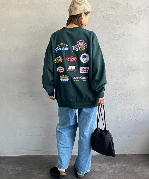 BEN DAVIS（ベンデイビス）の「【WEB限定】[BEN DAVIS/ベンデイビス] VARIOUS PATCH バックワッペンクルーネックスウェット（スウェット・レディース・ブラック/ダークグリーン/オフホワイト・M/L/XL）」の6枚目の写真