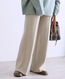 カシミヤ混ワッフルニットパンツ