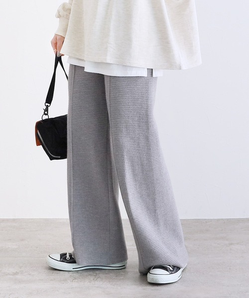 reca（レカ）の「カシミヤ混ワッフルニットパンツ（その他パンツ・レディース・グレー/ブラウン/アイボリー/ベージュ・FREE）」の3枚目の写真