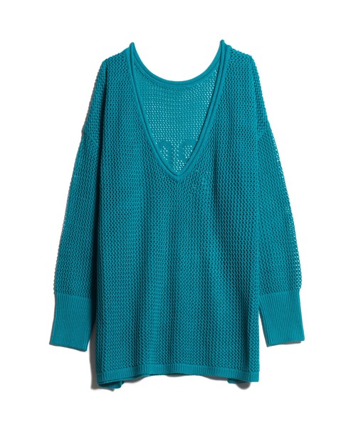 LAYMEE（レイミー）の「Espoir mesh knit / エスポワールメッシュニット（ニット/セーター・レディース・グリーン/ホワイト/ブラック・FREE）」の4枚目の写真