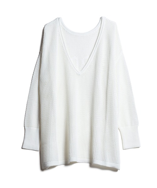 LAYMEE（レイミー）の「Espoir mesh knit / エスポワールメッシュニット（ニット/セーター・レディース・グリーン/ホワイト/ブラック・FREE）」の5枚目の写真