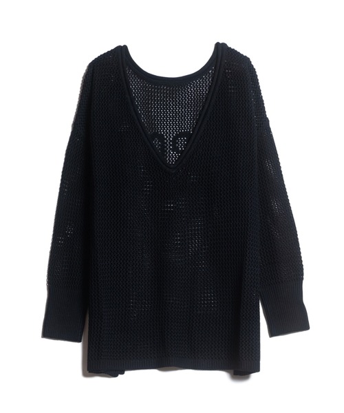 LAYMEE（レイミー）の「Espoir mesh knit / エスポワールメッシュニット（ニット/セーター・レディース・グリーン/ホワイト/ブラック・FREE）」の6枚目の写真