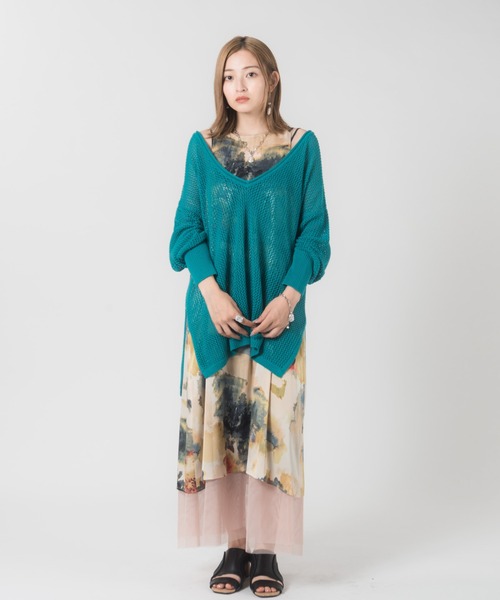 LAYMEE（レイミー）の「Espoir mesh knit / エスポワールメッシュニット（ニット/セーター・レディース・グリーン/ホワイト/ブラック・FREE）」の13枚目の写真