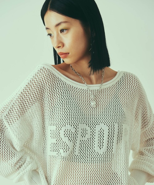 LAYMEE（レイミー）の「Espoir mesh knit / エスポワールメッシュニット（ニット/セーター・レディース・グリーン/ホワイト/ブラック・FREE）」の18枚目の写真