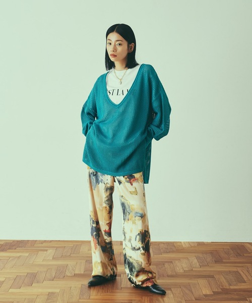 LAYMEE（レイミー）の「Espoir mesh knit / エスポワールメッシュニット（ニット/セーター・レディース・グリーン/ホワイト/ブラック・FREE）」の19枚目の写真