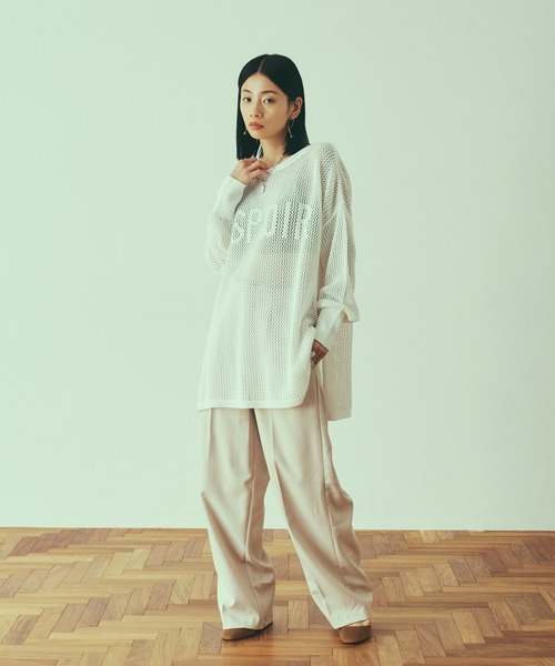 LAYMEE（レイミー）の「Espoir mesh knit / エスポワールメッシュニット（ニット/セーター・レディース・グリーン/ホワイト/ブラック・FREE）」の20枚目の写真
