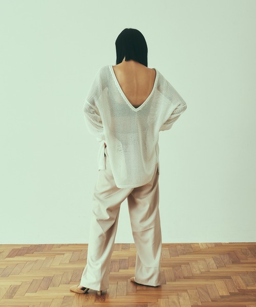 LAYMEE（レイミー）の「Espoir mesh knit / エスポワールメッシュニット（ニット/セーター・レディース・グリーン/ホワイト/ブラック・FREE）」の22枚目の写真