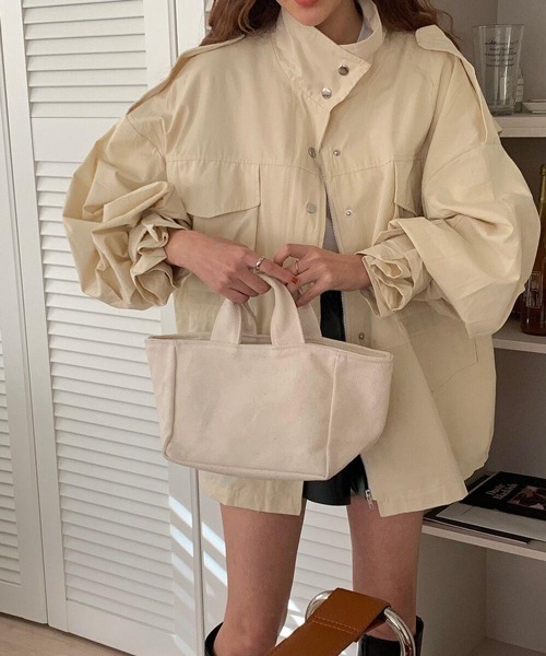 HALEY PESCA（ヘーリーペスカ）の「HALEY PESCA/カジュアル ハイネック ノーカラージャケット（ノーカラージャケット・レディース・アイボリー/カーキ・FREE）」の12枚目の写真