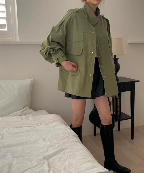 HALEY PESCA（ヘーリーペスカ）の「HALEY PESCA/カジュアル ハイネック ノーカラージャケット（ノーカラージャケット・レディース・アイボリー/カーキ・FREE）」の8枚目の写真