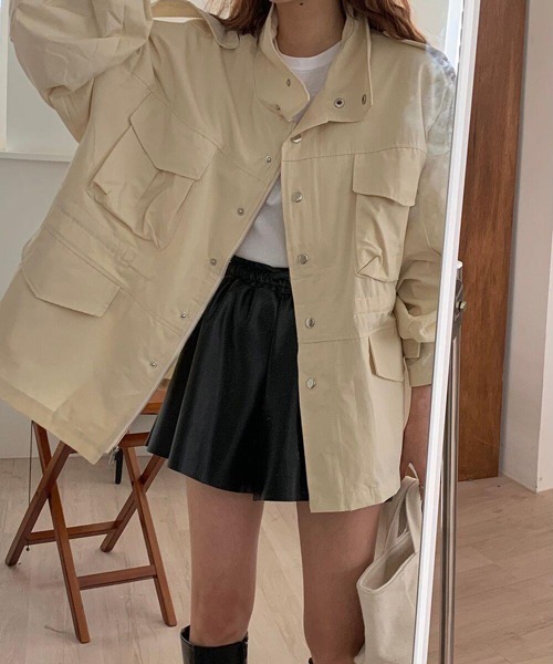 HALEY PESCA（ヘーリーペスカ）の「HALEY PESCA/カジュアル ハイネック ノーカラージャケット（ノーカラージャケット・レディース・アイボリー/カーキ・FREE）」の10枚目の写真