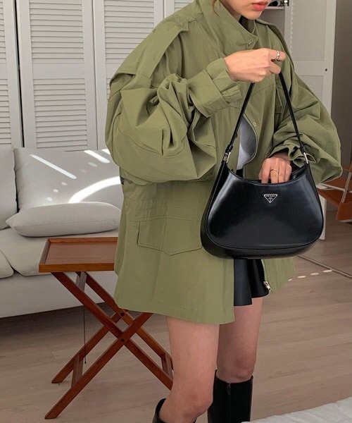 HALEY PESCA（ヘーリーペスカ）の「HALEY PESCA/カジュアル ハイネック ノーカラージャケット（ノーカラージャケット・レディース・アイボリー/カーキ・FREE）」の6枚目の写真