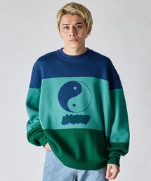 NYUDROP | 【NYUDROP】YIN YANG LOGO COLOR COMBINATION CREWNECK KNIT / 陰陽ロゴ カラー配色ジャガードニット(ニット/セーター)