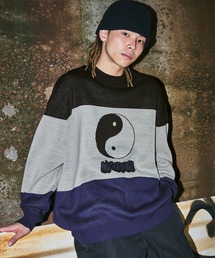 【NYUDROP】YIN YANG LOGO COLOR COMBINATION CREWNECK KNIT / 陰陽ロゴ カラー配色ジャガードニット
