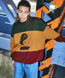 【NYUDROP】YIN YANG LOGO COLOR COMBINATION CREWNECK KNIT / 陰陽ロゴ カラー配色ジャガードニット