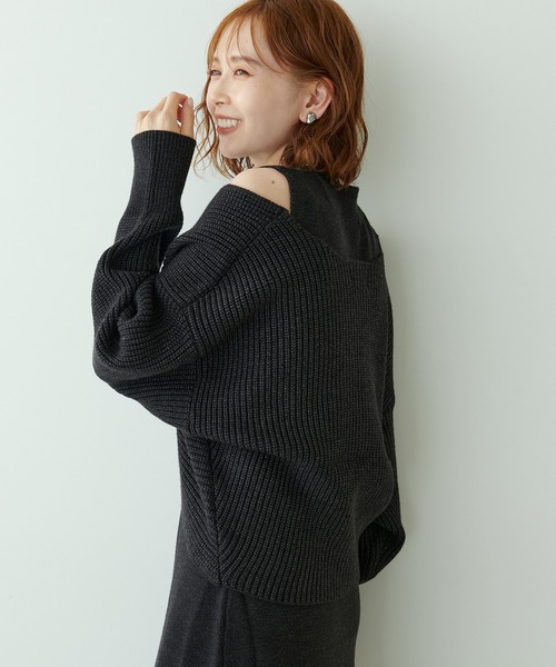 natural couture（ナチュラルクチュール）の「再販売/クロスニット＋ノースリーブワンピースセット（ワンピース・レディース・モカ/ブラック/オフホワイト・FREE）」の20枚目の写真