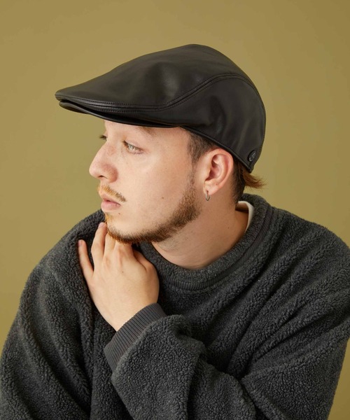 CPH（シーピーエイチ）の「464SL SYNTHETIC LEATHER HUNTING / シンセティックレザー ハンチング（ハンチング/ベレー帽・メンズ・ブラック・S/L）」の2枚目の写真