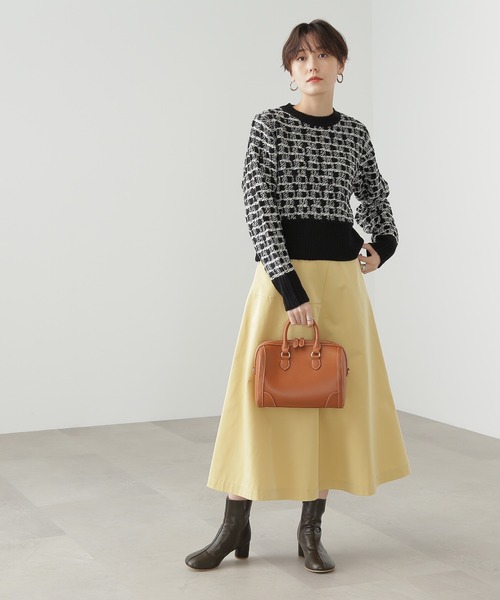 N.（N. Natural Beauty Basic）（エヌエヌナチュラルビューティーベーシック）の「【横田ひかるさん着用】◆ミックスツイードクロップドニット（Tシャツ/カットソー・レディース・ブラウン/オフホワイト/ブラック・MEDIUM）」の13枚目の写真