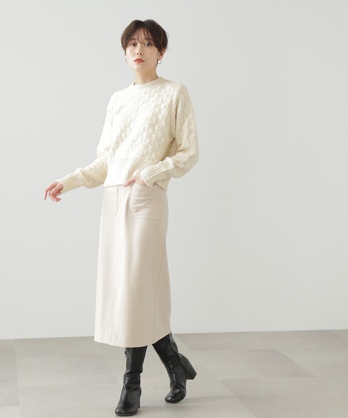 N.（N. Natural Beauty Basic）（エヌエヌナチュラルビューティーベーシック）の「【横田ひかるさん着用】◆ミックスツイードクロップドニット（Tシャツ/カットソー・レディース・ブラウン/オフホワイト/ブラック・MEDIUM）」の9枚目の写真